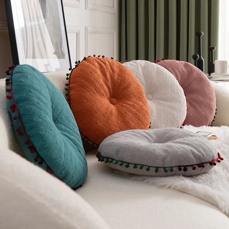 

40cm Round Seat Cushion Pad/ New simple small pumpkin fur ball round pillow cushion office sofa cushion 쿠션 pillows for bedroom