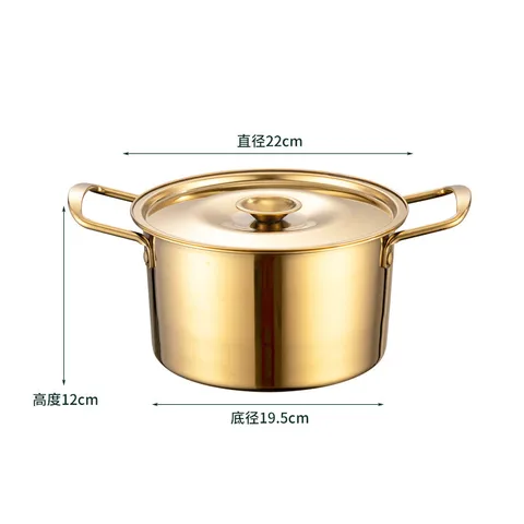 Кухонная кастрюля из нержавеющей стали золотого цвета с крышкой, прочная антипригарная кухонная посуда для индукционной плиты