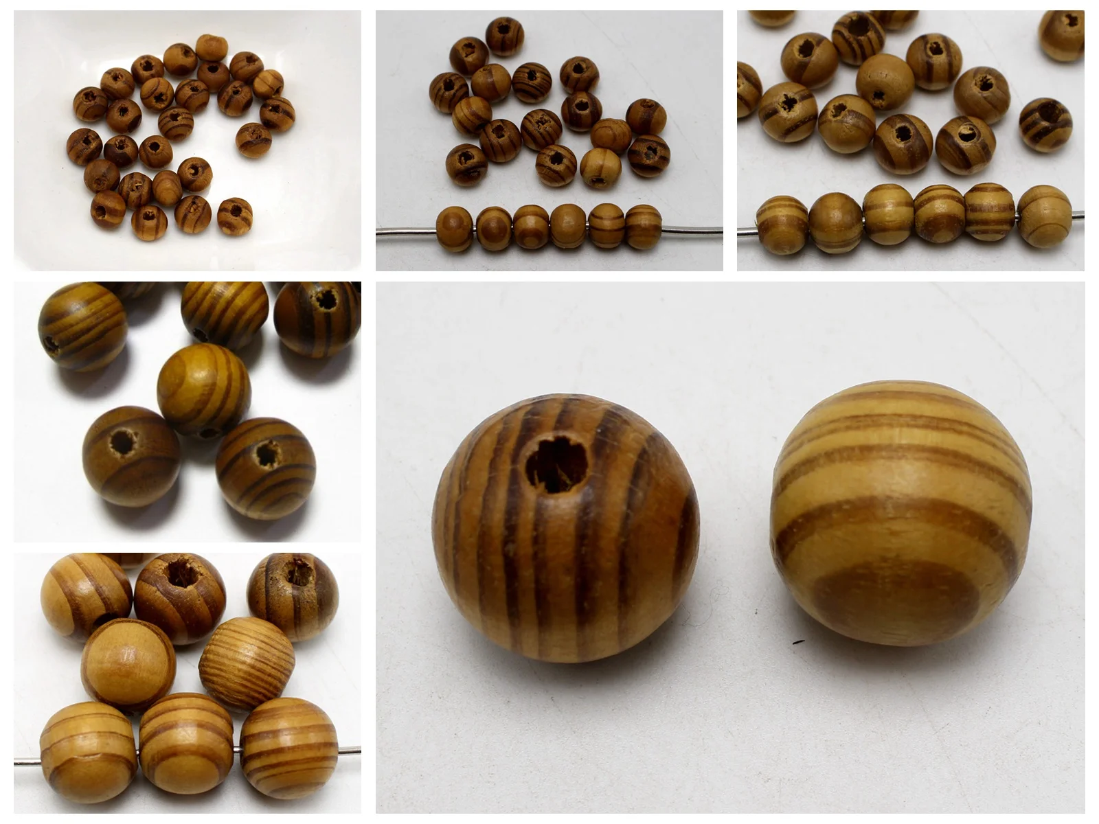 

Natural Pattern Smooth Round Wood Beads Wooden Spacer 6mm-20mm Craft Jewelry DIY