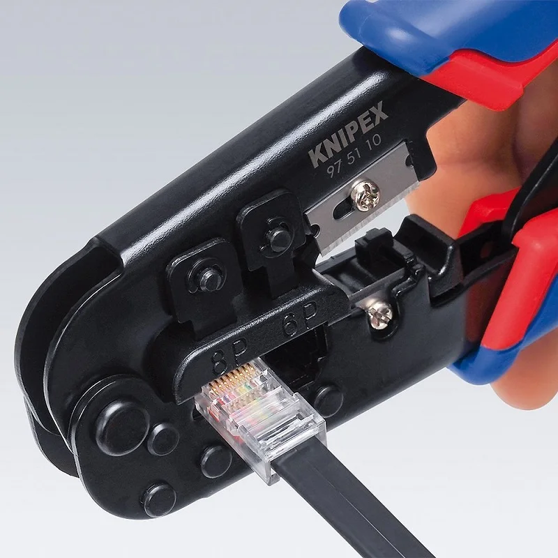 Фото KNIPEX 97 51 10 обжимные плоскогубцы Европейского типа, текстурированный эргономичный обжимной инструмент №3