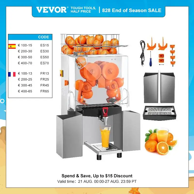 VEVOR Electric Orange Juice Machine Efficient Squeezing Port