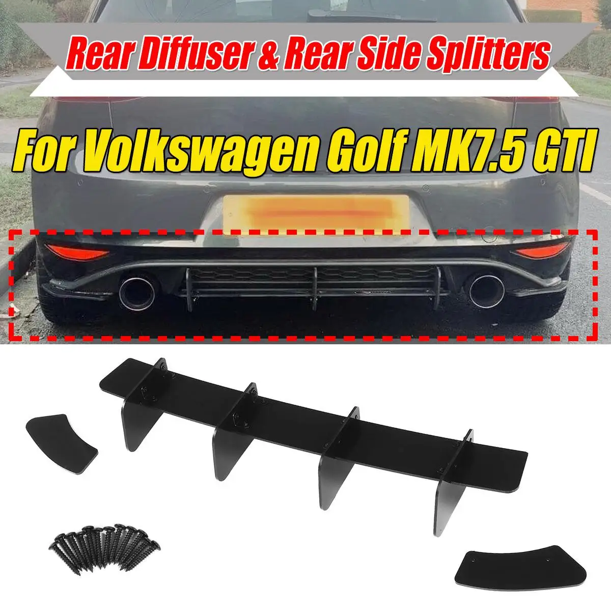 

New Car Rear Bumper Diffuser Rear Side Splitters Spoiler Lip Guard Protector For Volkswagen For VW For Golf MK 7.5 GTI 2018-2019