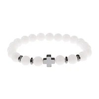 natural stone bead bracelet fashion simple cross wooden bead bracelets healing balance charm yoga jewelry gift