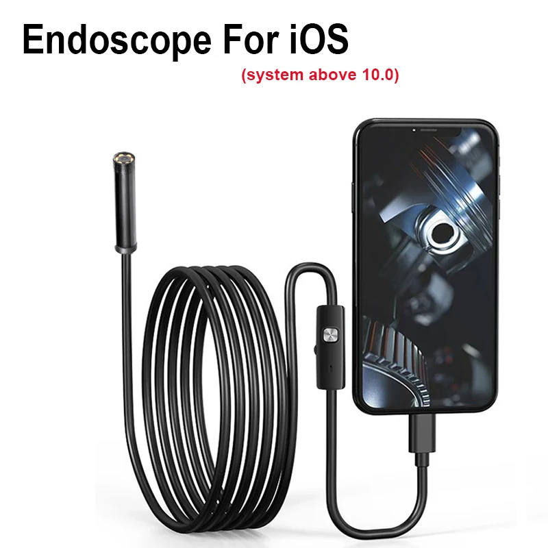 

Endoscope Camera For iPhone APPLE Lightning 8MM Cars Endoscopic IP68 Waterproof 8 LEDs Borescope Inspection iPhone14 iPad iOS