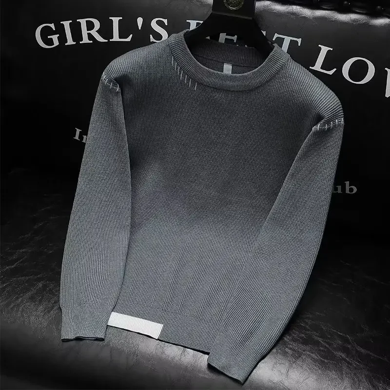 Мужской осенне-зимний утолщенный вязаный шерстяной свитер с круглым вырезом