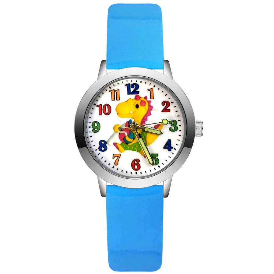 

Fashion Wrist Watches Cartoon Dinosaur Style Children's Kids Student Girls Boys Quartz Leather Nylon Strap Clock JA224
