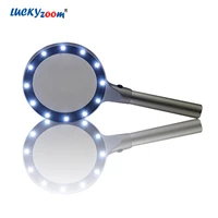 handheld 12 led magnifier 10x 5x optical illuminated magnifying glass with led light elderly reading loupe metal handle lupe