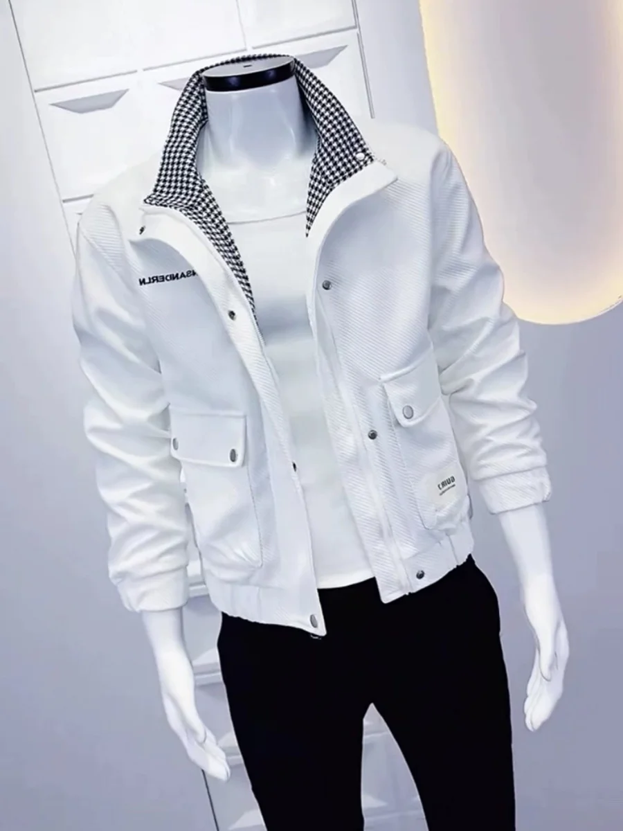 Белая униформа верхняя одежда мужская весенне-осенняя топы с воротником-стойкой