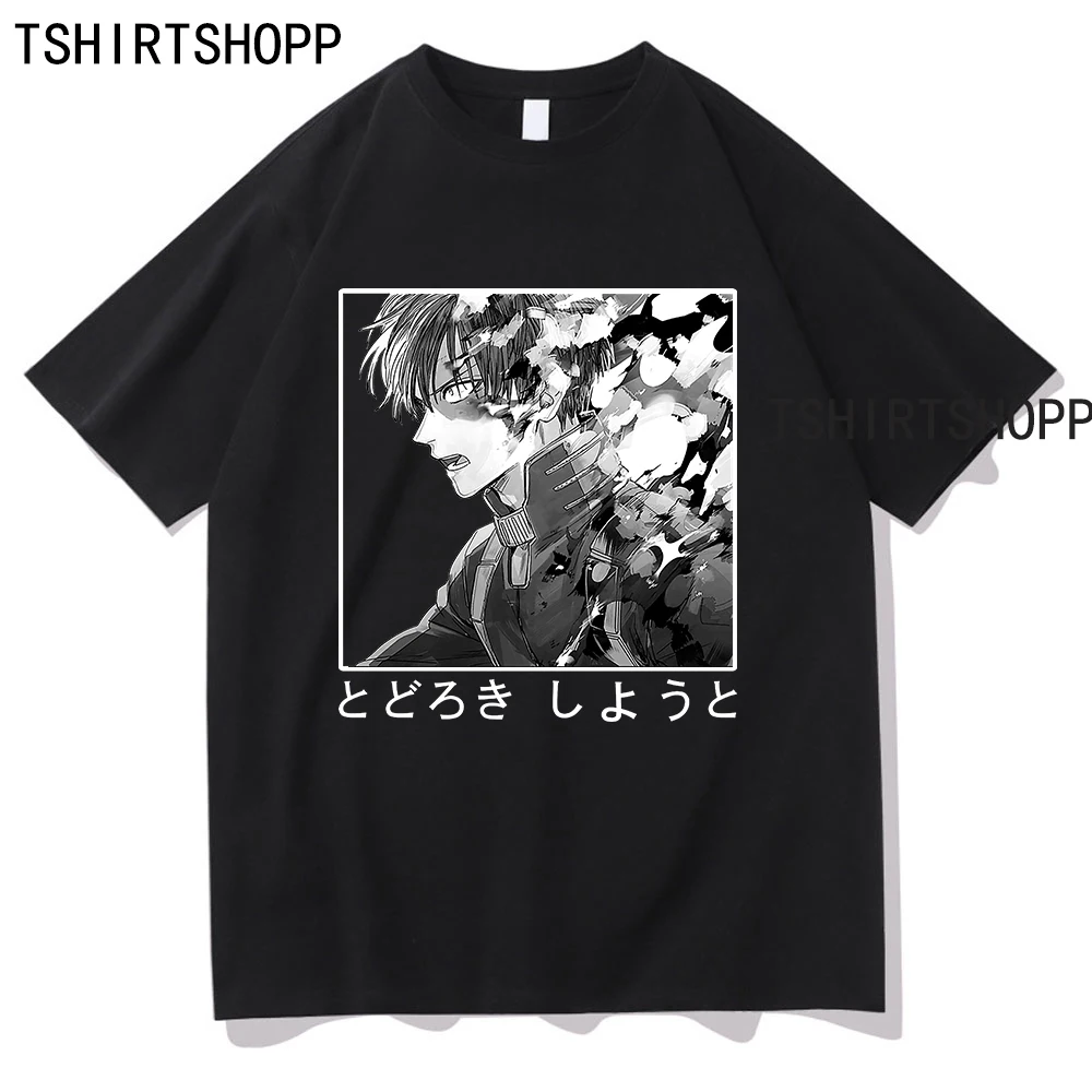 

Футболка с надписью «Моя геройская Академия», футболка Тодороки шоуто, хлопковые топы высокого качества, женская летняя футболка с коротки...