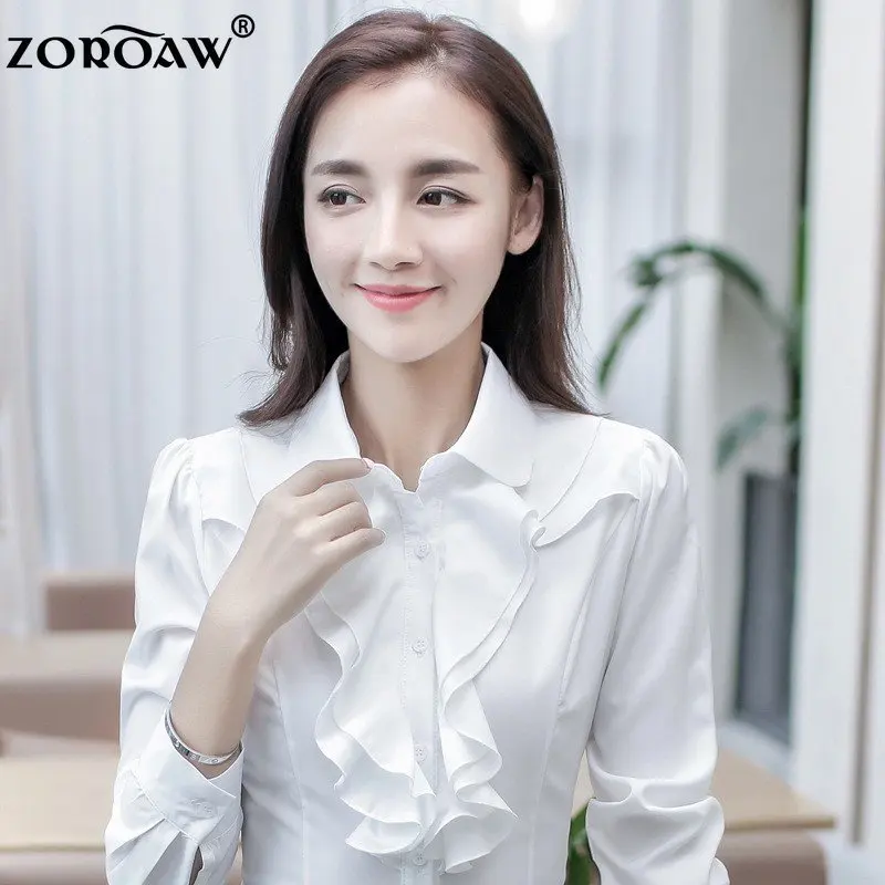 

Блузка женская оверсайз с длинным рукавом, элегантная повседневная приталенная рубашка в стиле «лолита», офисная одежда для вечерние, 3XL