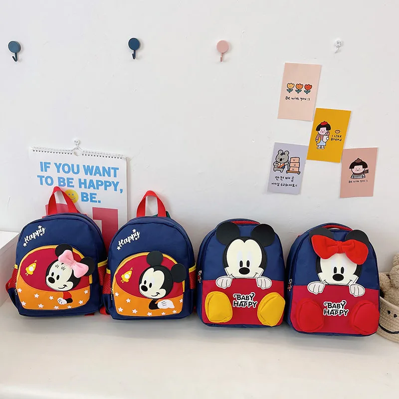 

Kindergarten Backpack Kawaii Light Snack Bag Baby Boy Girl Cute Cartoon Mickey Minnie Mouse Shoulder Bags Kids Zipper Travel Bag