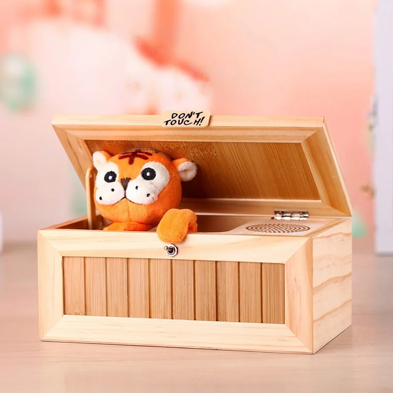 

Home Furnishing Decoration Creative Wooden Electronic Waste Paper Box Cute Tiger Funny Toy Gift Children Interactive Toy Decompr