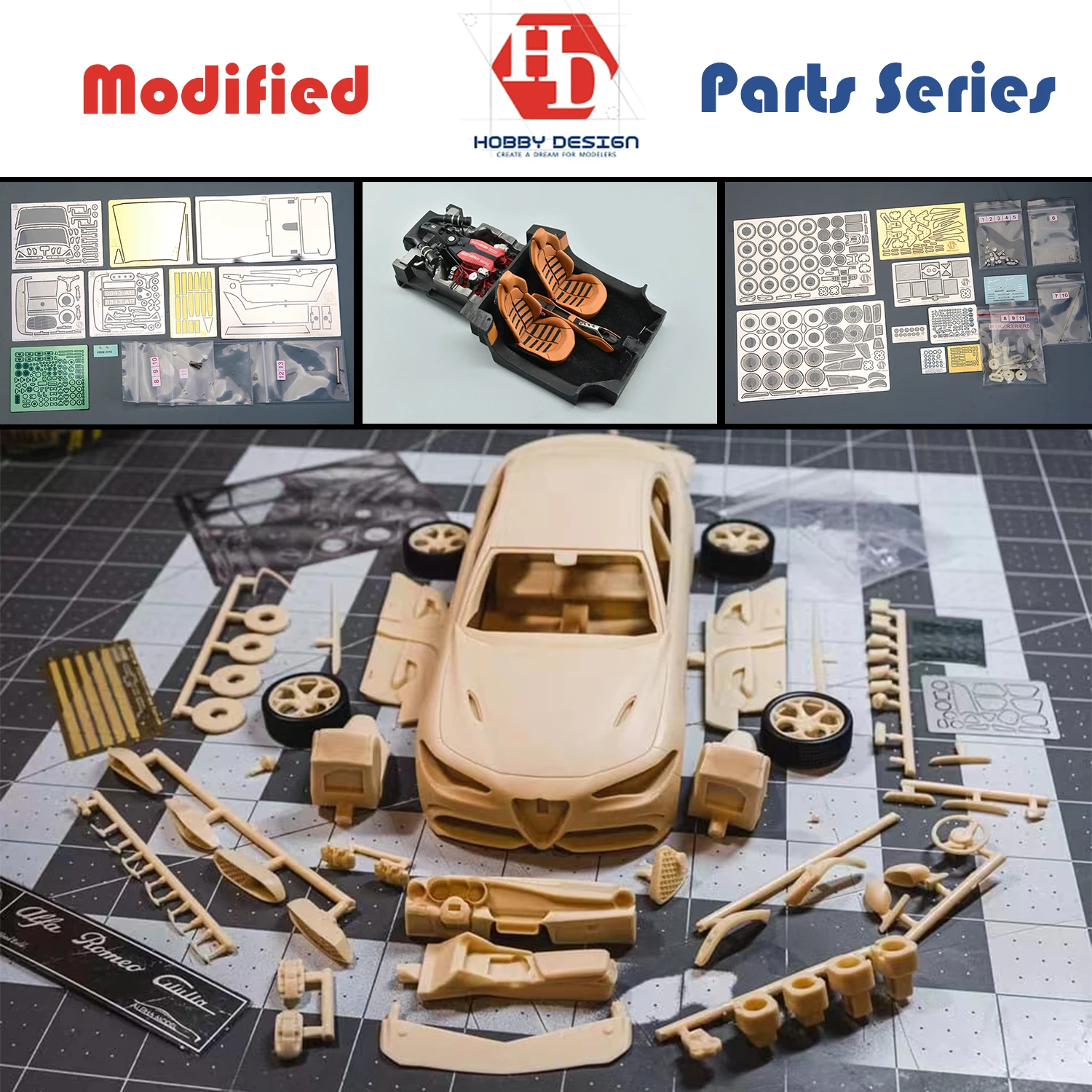 

Хобби-дизайн 1/24, модель автомобиля из смолы, модификации деталей сборки, набор для продвинутых деталей для Tamiya aoshin Fujimi(PE + Metal + Resin Parts)