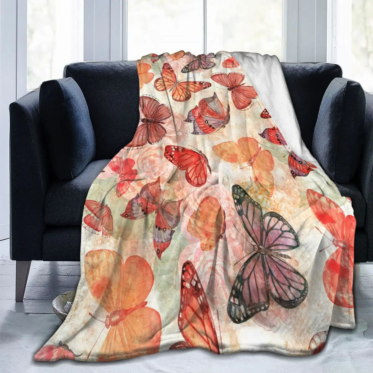 

Фланелевое Одеяло с красивыми летящими бабочками, мягкое тонкое Флисовое одеяло, покрывало для кровати, дивана, домашний декор, Прямая пост...