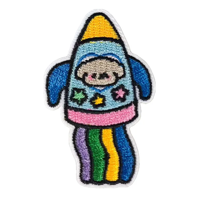 

Embroidery Fashio Patch Cute Rocket Bear with it Iron on patch for clothes Appliques T shirt Women Men Diy Free Shipping