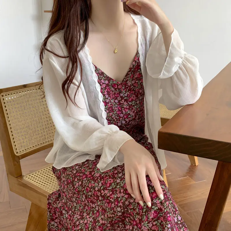 

Летняя однотонная свободная короткая шифоновая рубашка Geskeey, новинка, Солнцезащитная одежда для моря, тонкое пальто, женская большая шаль, Т...