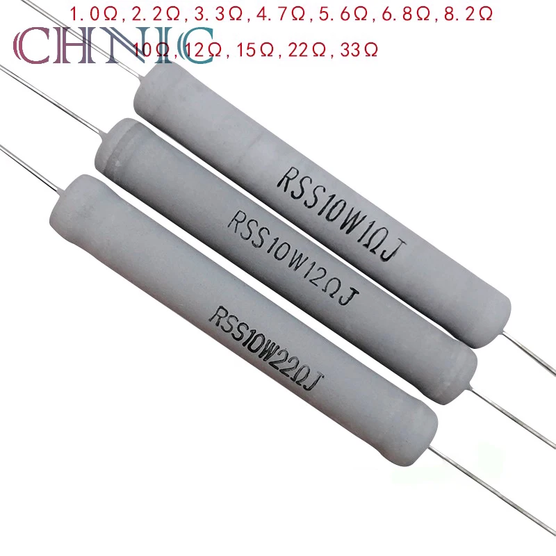 

2Pcs Resistor 1Ω~47Ω 10W 5% Non-inductive Metal Oxide Film Frequency Divider Resistor For HiFi 0.22Ω 0.33Ω 0.47Ω 0.5