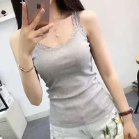 2022 summer female lace vest thread elastic slim sling casual sling bottoming shirt y2k crop top women green tops for women