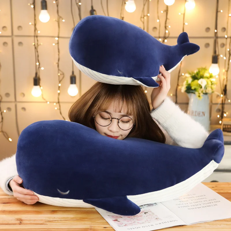 

25-85CM Super Soft Big Blue Whale Plush Toy Stuffed Sea Animal Pillow Lovely Fish Doll Gilrs Kids Children Birthday Gift