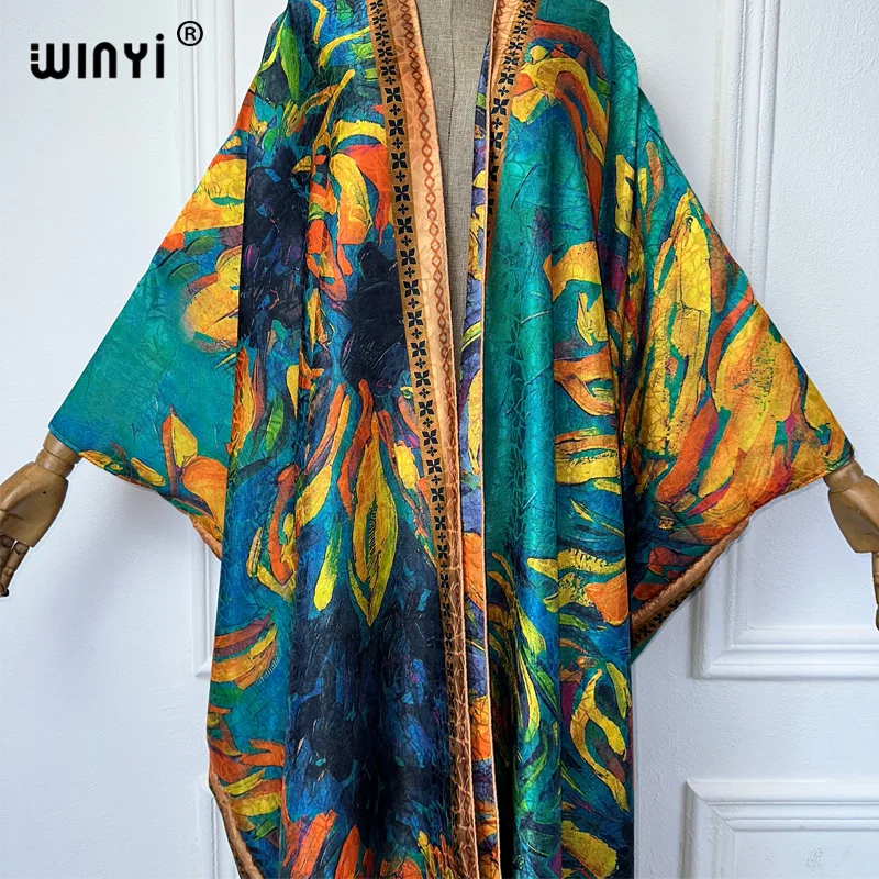 WINYI высокое качество открытое пальто с принтом в стиле бохо пляжная одежда