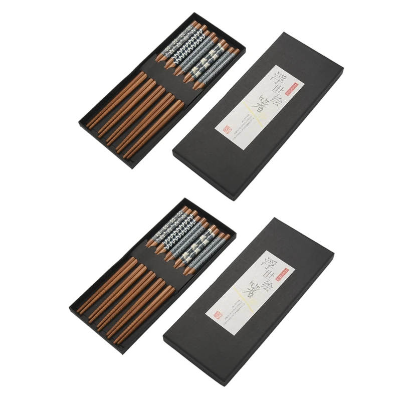 

Hot 10 Pairs Natural Bamboo Chopsticks Reusable Classic Japanese Style Chop Sticks Gift Sets, Dishwasher Safe, 8.8 Inch