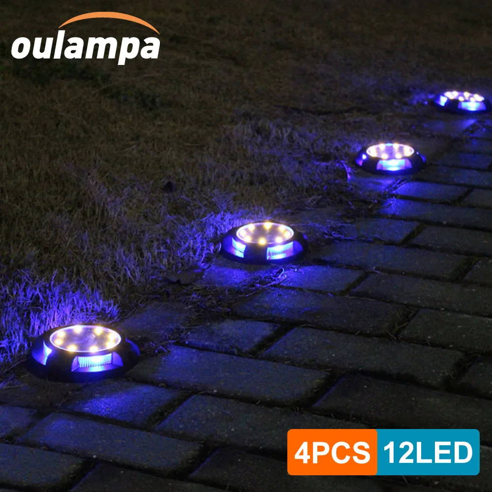 

4PCS 12LED Solar Ground Light Garden for Lawn Courtyard Patio Stairs Pathway Villa IP65 Waterproof Landscape Decoration Lamp