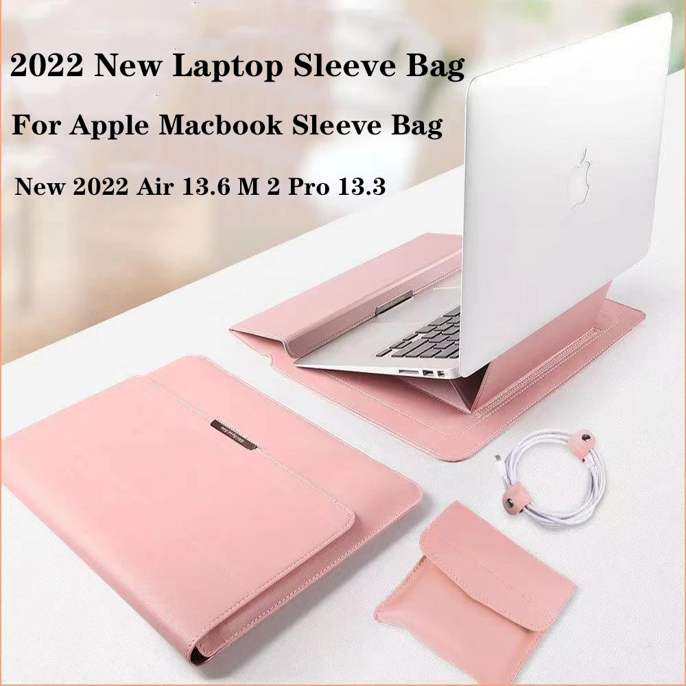 For Apple Laptop PU Sleeve Bag Macbook Pro 13 2020 M1 Mac Book Air 13 Stand Cover New 2022 Air 13.6 M 2 Pro 13.3 14 15 16 Case