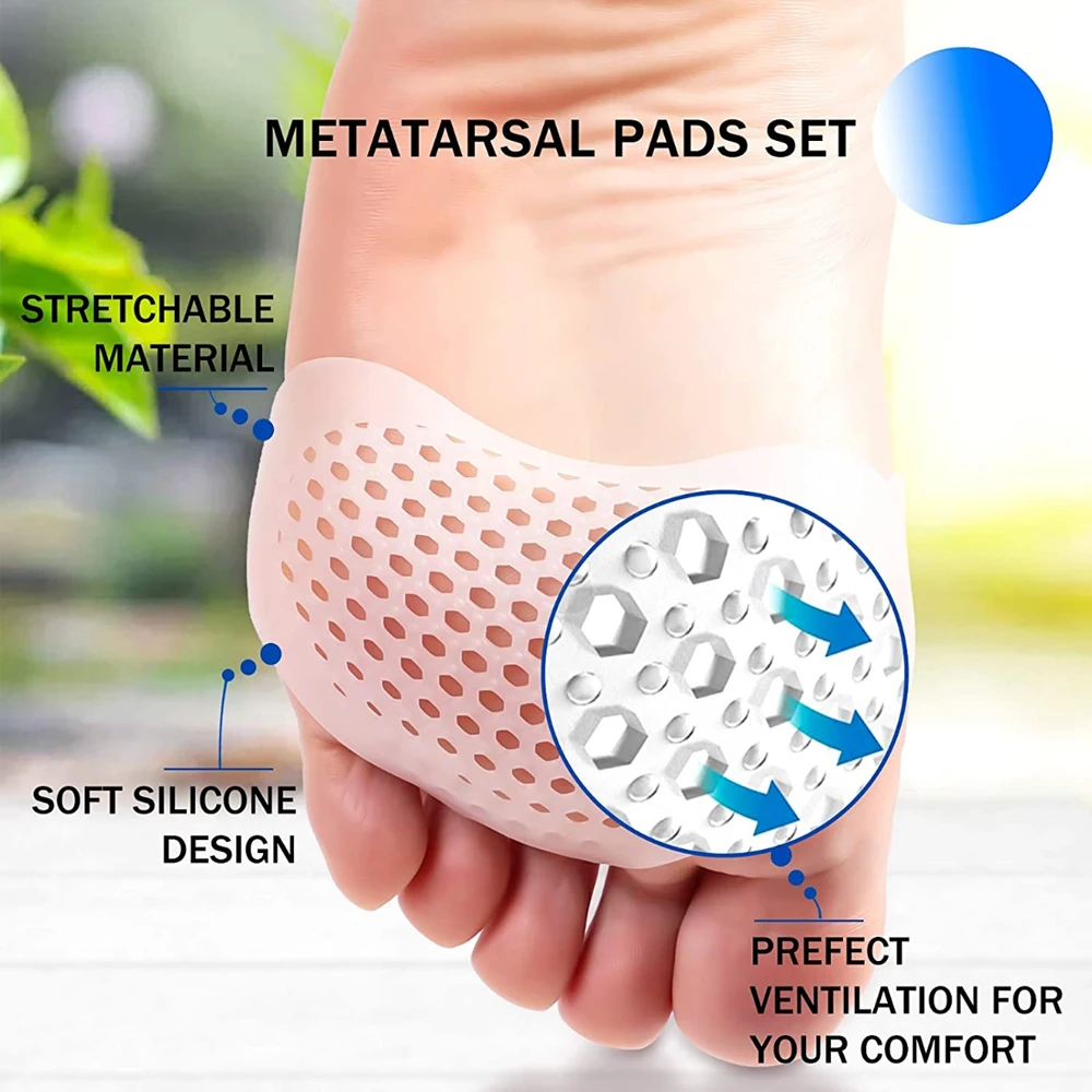 Silicone Insoles for Shoes Women Sandals High Heels Insert Foot Pain Relief Massage Shoe Cushion Forefoot Socks Metatarsal Pads