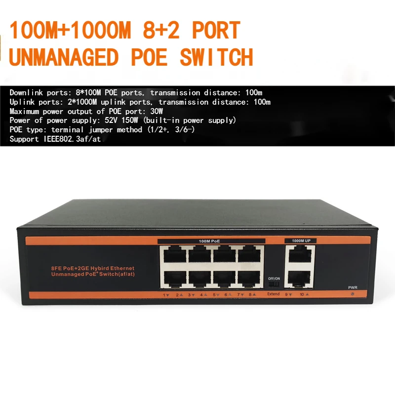 TLG-608EP-2G Network Surveillance Camera 8* 100M +2*Gigabit Uplink PoE Switch