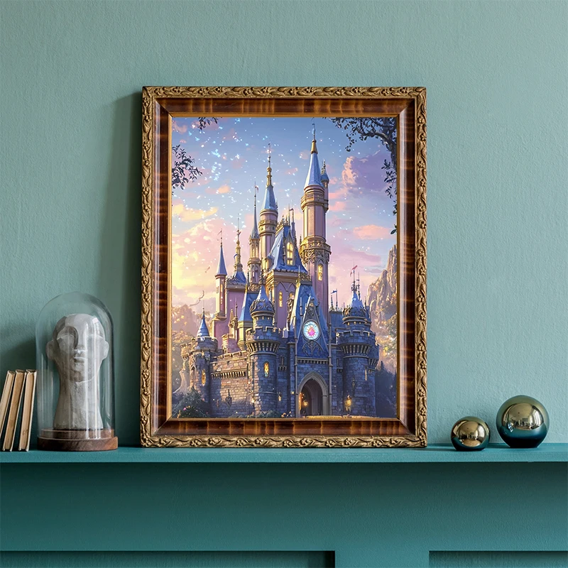 Замок сказочный пейзаж картина маслом постеры и принты печать на холсте