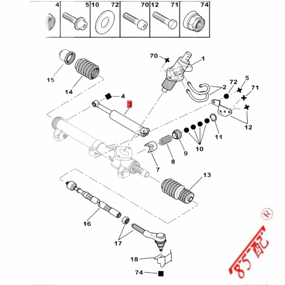 Цилиндр рулевого управления 9620199380 4011.38 для Peugeot 405 1992-2005 Lmax=450.2 Lmin=292.8 (art.: 3920d9969bded) - 3920d9969bded