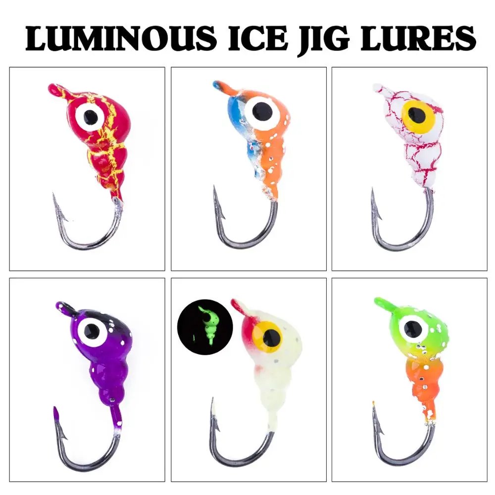 

Goture 12 Pcs/set Ice Fishing Lure Worm 1.4g Perch Pike Winter Jig Hard Bait with Box for Trout Bass Pike Carp for Fishing Pesca