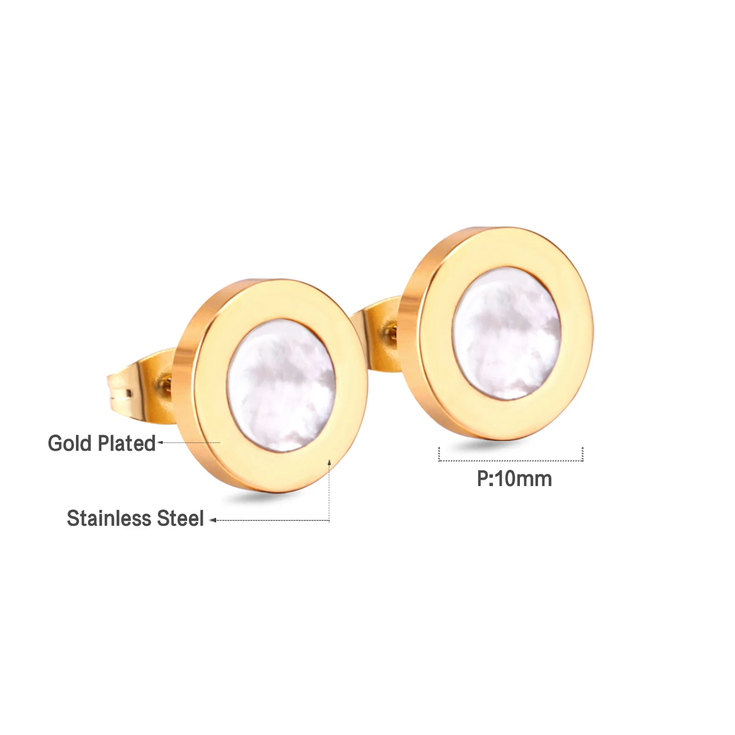 3 пары Разноцветные серьги-гвоздики из нержавеющей стали 316L