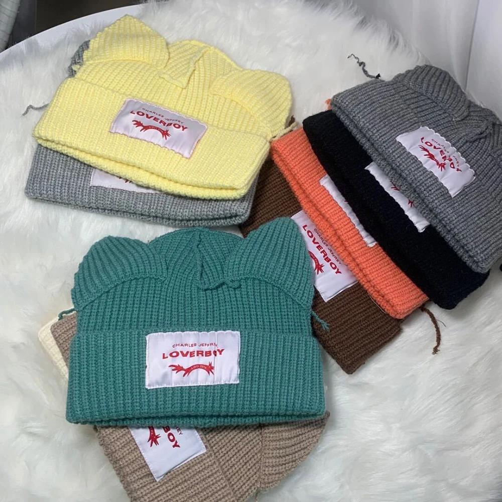 

KPOP Stray Kids MANIAC Concert Rabbit Ears Knitted Hats Hyunjin Felix Bangchan Woolen Warm Caps STAY Fans Birthday Support Gifts