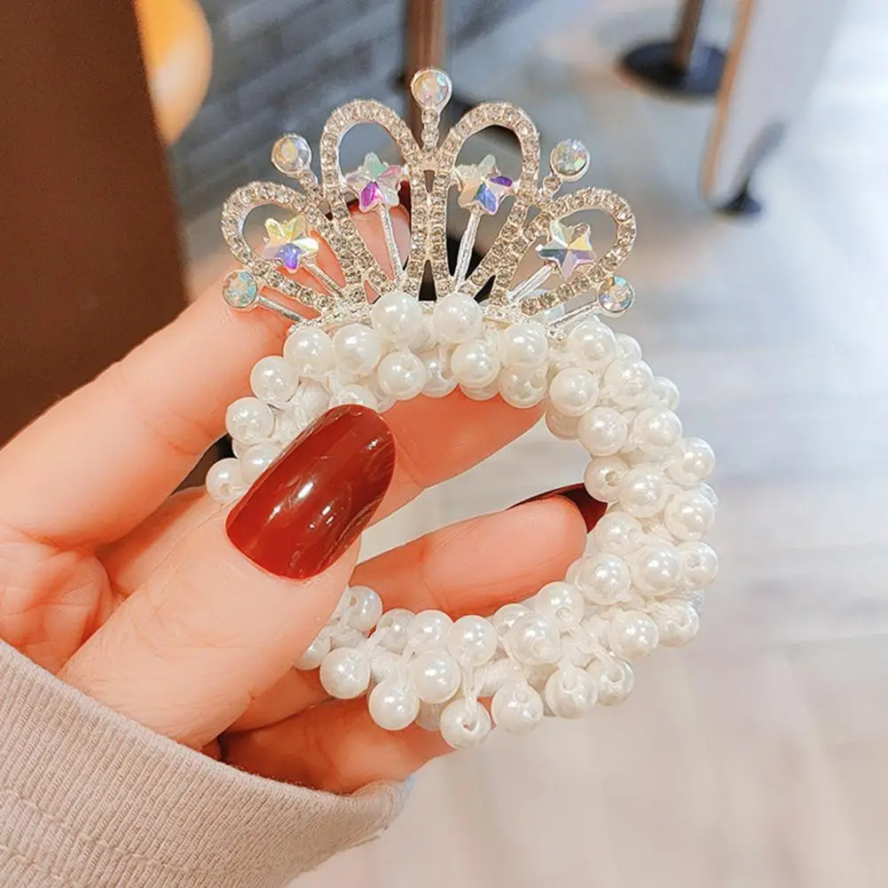 

Однотонные блестящие стразы, корона, Декор, веревка для волос для девочек, имитация жемчуга, пучок волос, повязка для волос для детей, девоче...