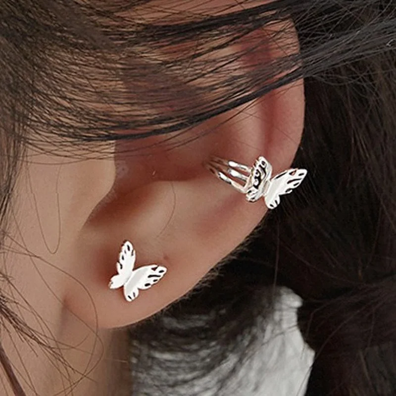 

Ins Three-dimensional Hollow Butterfly Earrings New Trendy Small Ear Bone Clip Earrings Without Pierced Earrings Cute