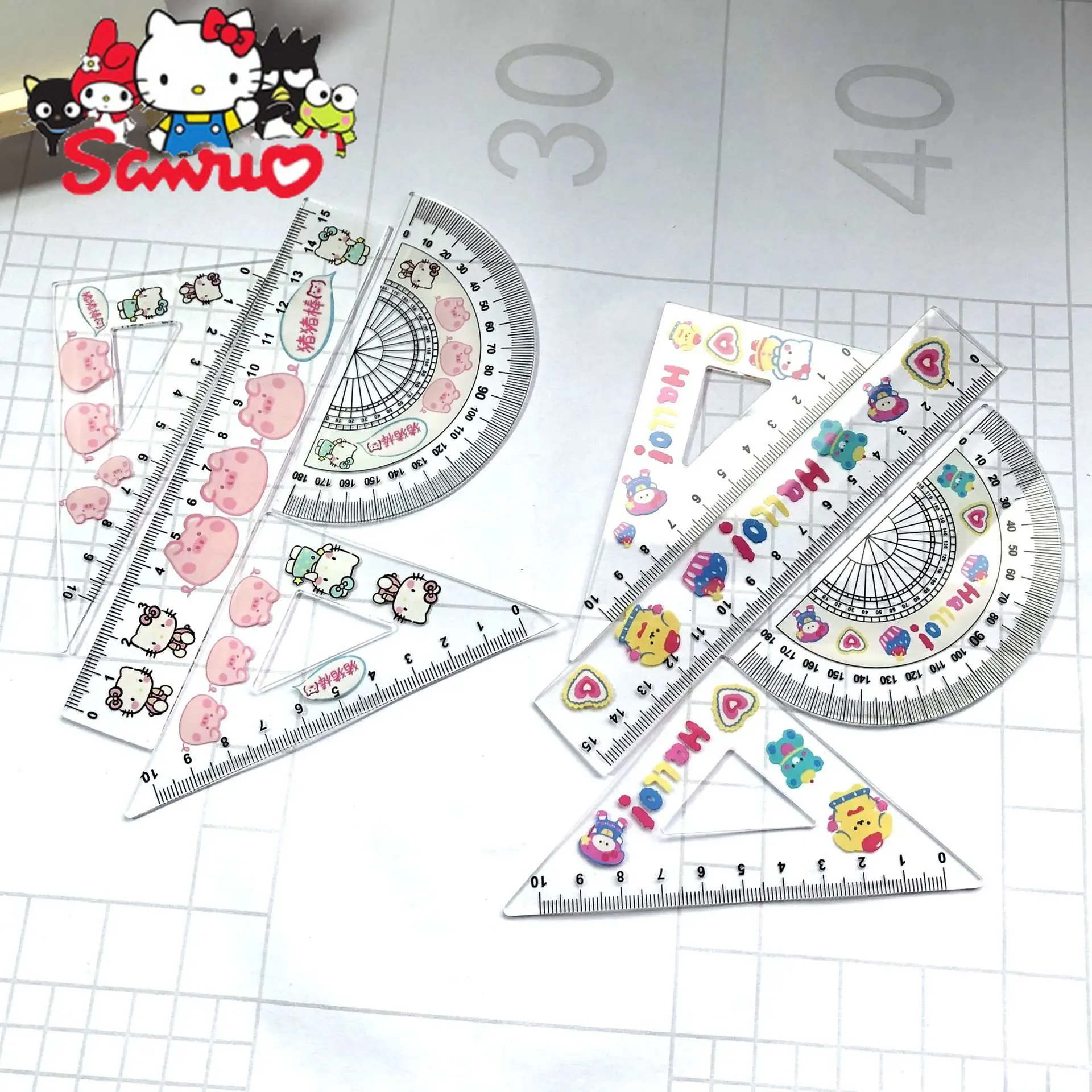 

Sanrio Hello Kitty Cinnamoroll Acrylic Cute Print High Value Measuring Triangle Ruler Student Exam Essential Measuring Ruler15cm