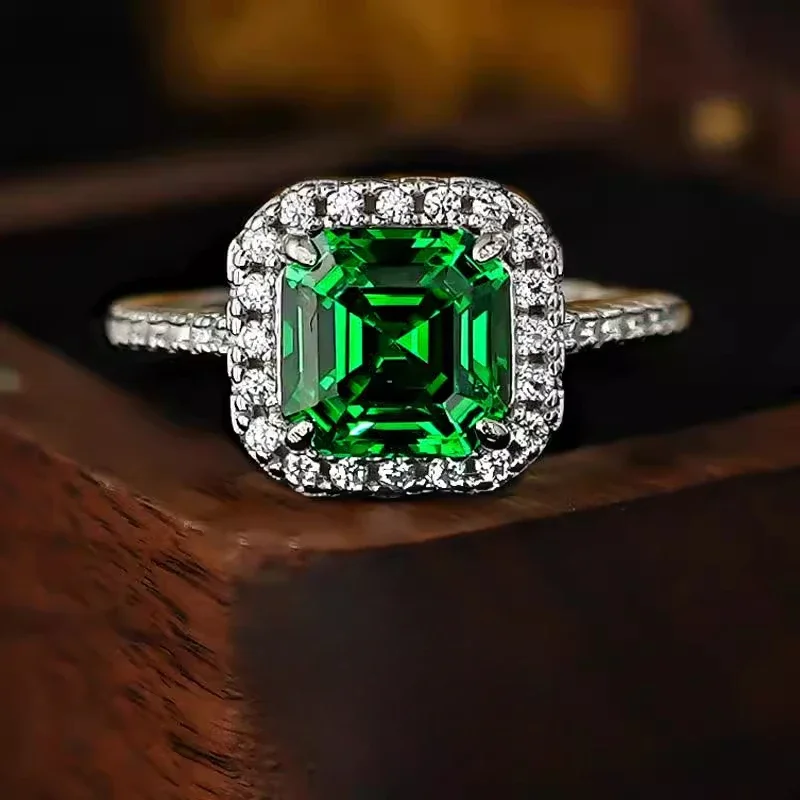 Кольцо из серебра 925 пробы Precision Edition 3 карата муuzo зеленая принцесса квадратное