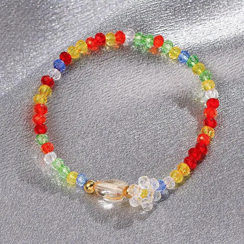 

Crystal Acrylic Beaded Charms Bracelet Korean Simple Flower Bracelets For Women Bracelets & Bangles Girl Student Jewelry CF181