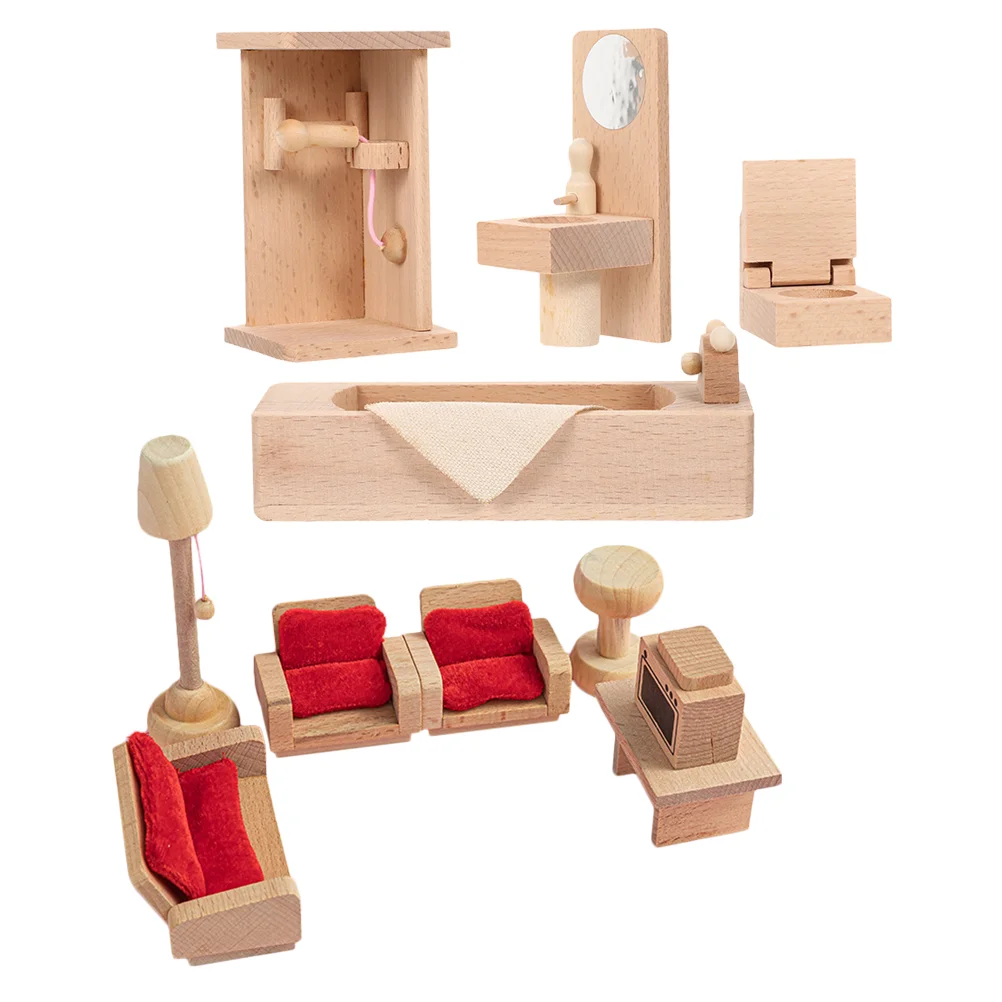 

2 Sets Doll House Building Blocks Mini Furniture Adorns Miniature Block Models