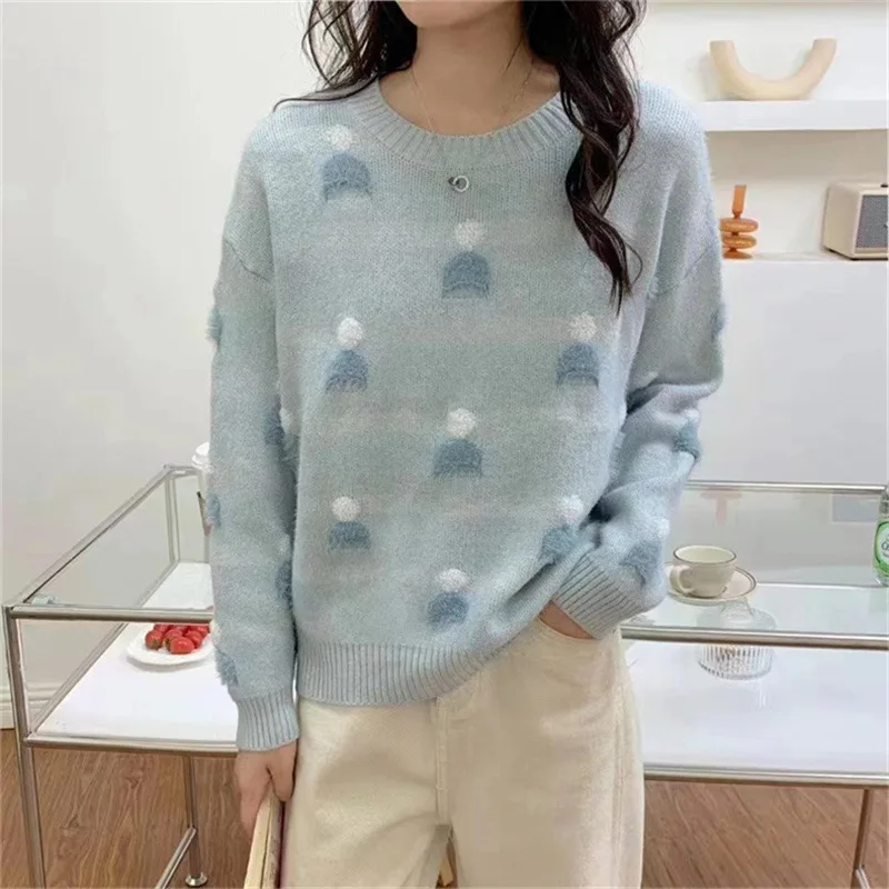

2023 new sweet lazy wind sweater female small fresh pullover sweater top female