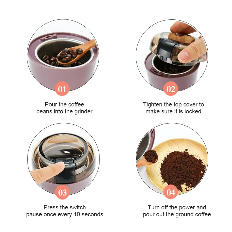 Мини-электрическая Кофемолка Мощная Мельница Для Кофе Трав Орехов Семян Перца
