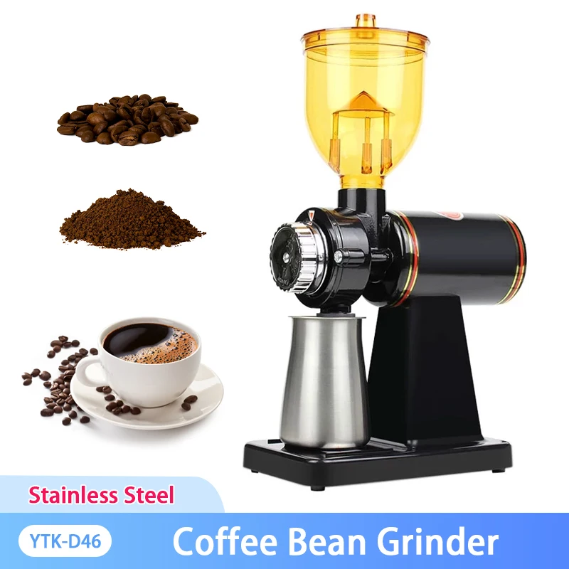 YTK 250g Small Electric Coffee Grinder Coffee Bean Mill Commercial Single Product Coffee Bean Flat Burrs Grinder 220V 110V