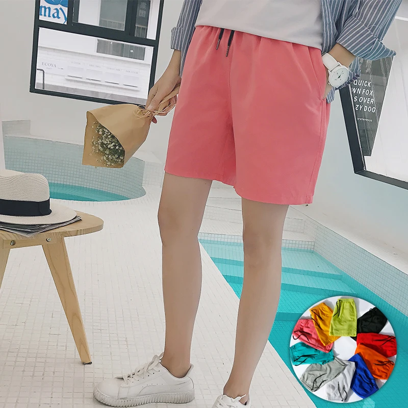 

Summer New Unisex Shorts Thin Solid Colors Men's Beach Sports Casual Short Pants Straight Drawstring Large Size M-5XL Shorts