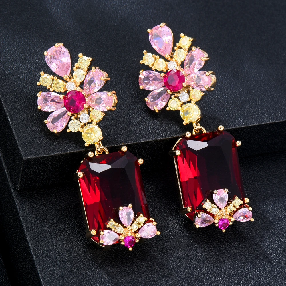 Kellybola New Original Colorful Candy CZ Earrings for Women Wedding Holiday Party Occasion Shiny Luxury Jewelry High Quality