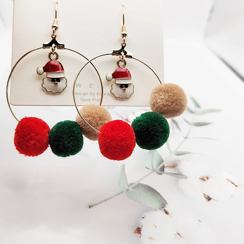 

2022 Fashion Exaggeration Santa Claus Ball Earrings Jewelry Accessories Perfect for Your Wife or Friends Christmas Party Gifts