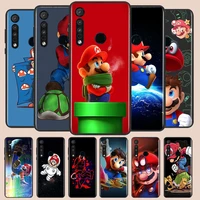 cartoon game super mario phone case for motorola g10 g22 g31 g40 g60 g41 g50 g51 g60s g71 e6i e7i 20 30pro lite black silicone