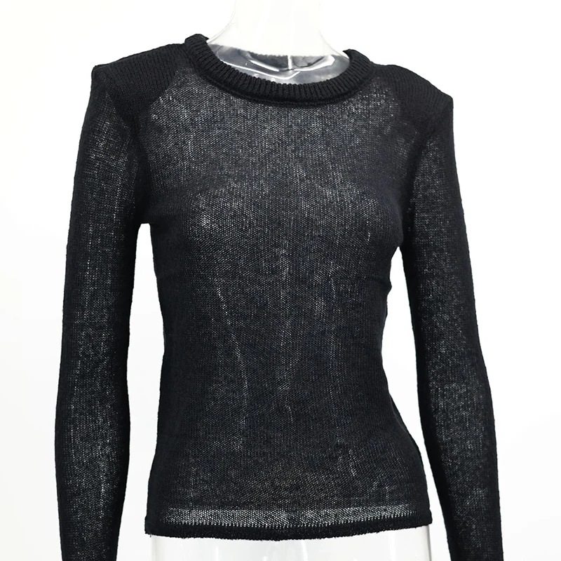 Женский однотонный пуловер с длинными рукавами