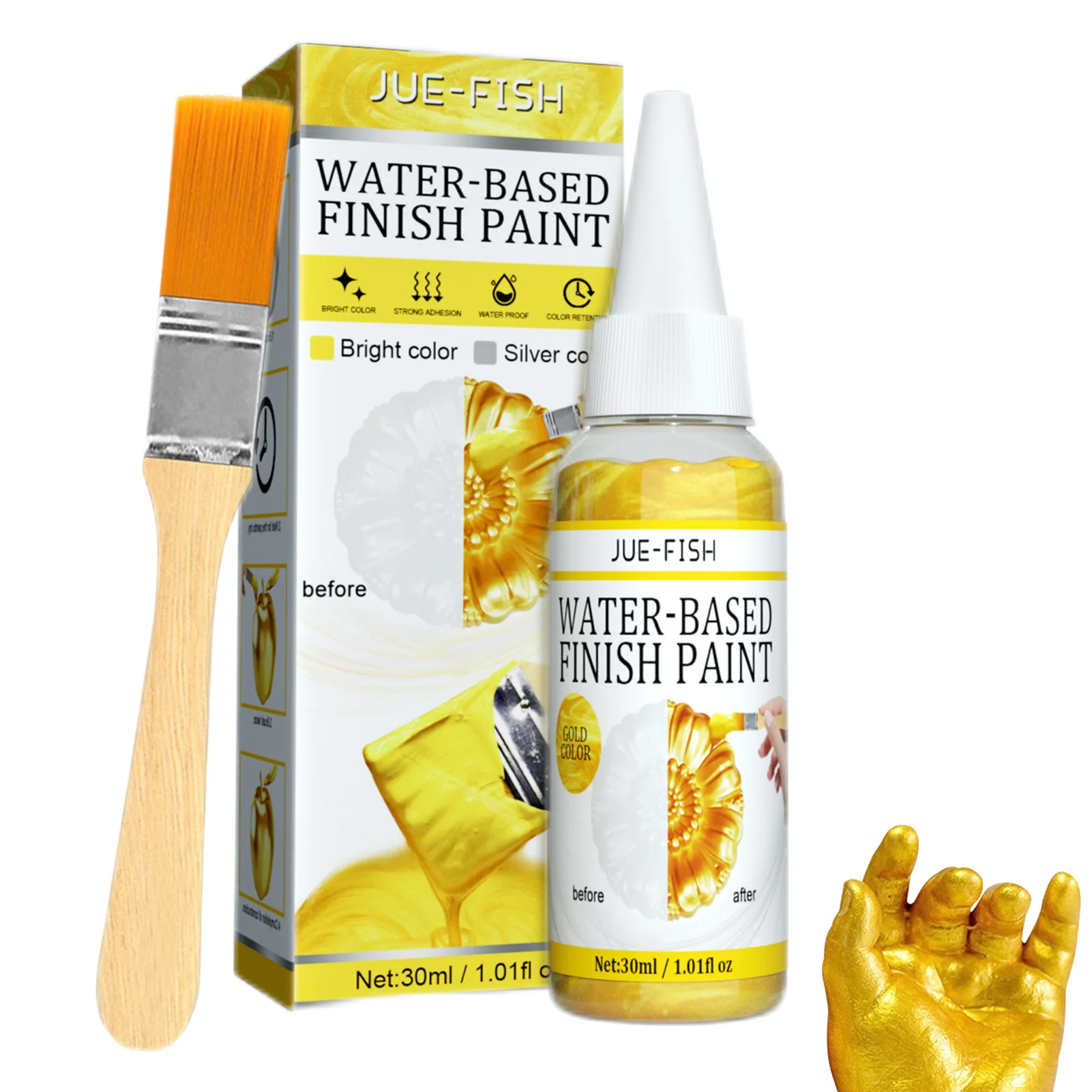 Water-based Finish Paint Water Based Metallic Paint With Brush Gold Oil Paint For Artists Bright Gold Or Silver Paint Paint Gold