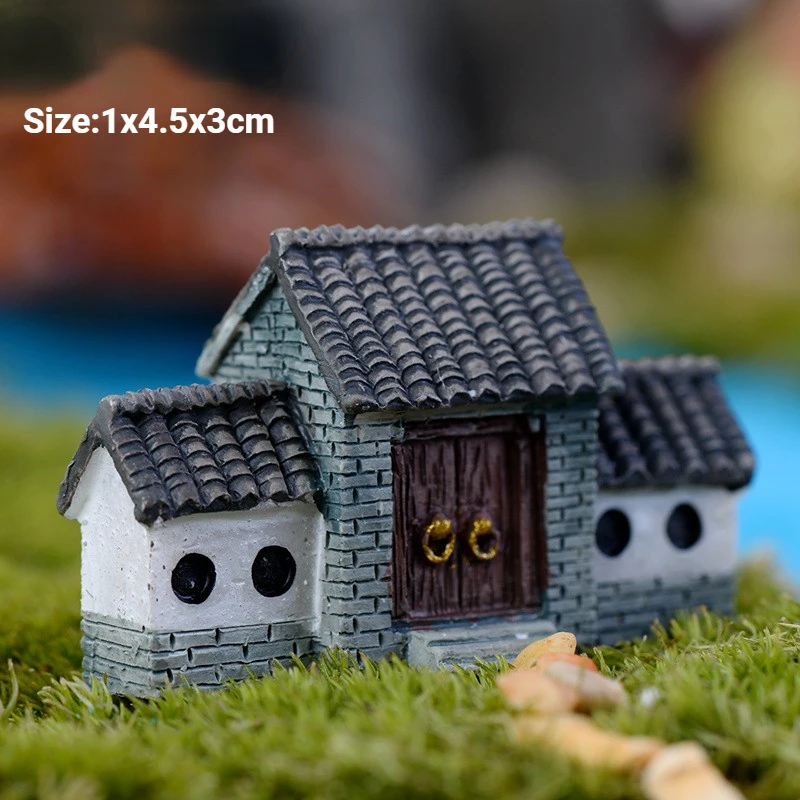 

Миниатюры для дома из смолы, маленький дом, коттеджа, вилла, лесной замок, мультяшное здание животных, статуя, мини-украшение для сада